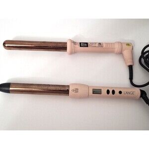 L'ange Titanium Barrel Curling Wand Iron Blush Pink Swivel Cord "Lot of 2" WORKS